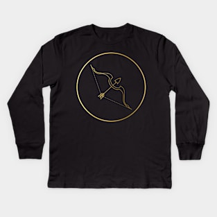 Sagittarius Zodiac Art Gold Kids Long Sleeve T-Shirt